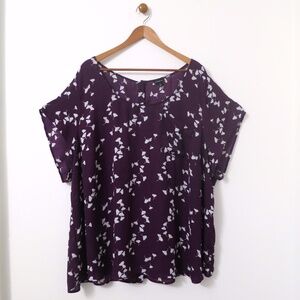 Torrid Abby Georgette Button Back Short Sleeve Blouse Gingko Print Size 5